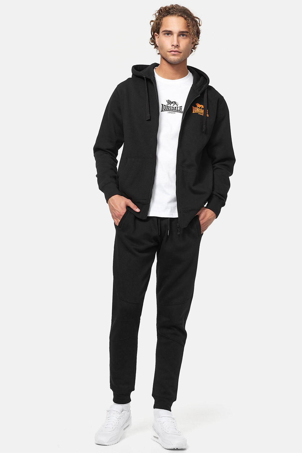  Худи на молнии LONSDALE CARNACH Black/Orange 