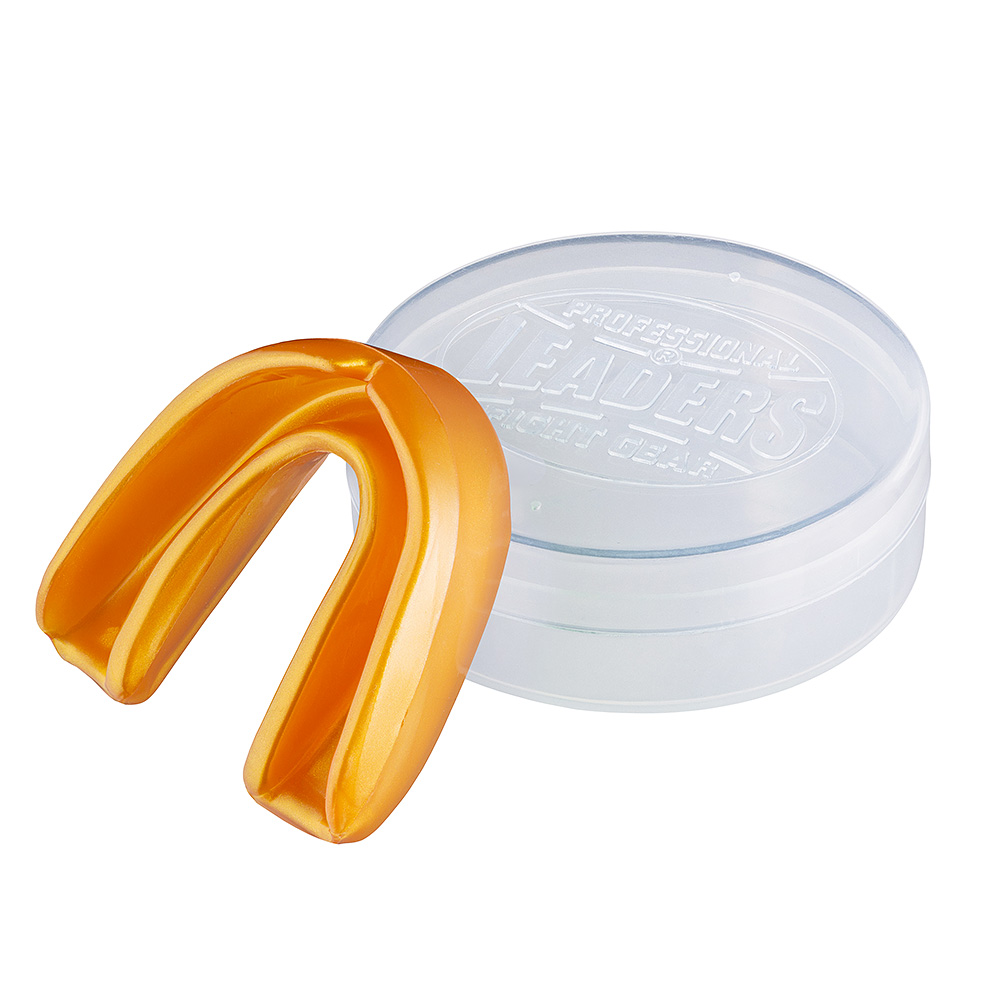  Капа боксерская LEADERS мятная с футляром золотой 