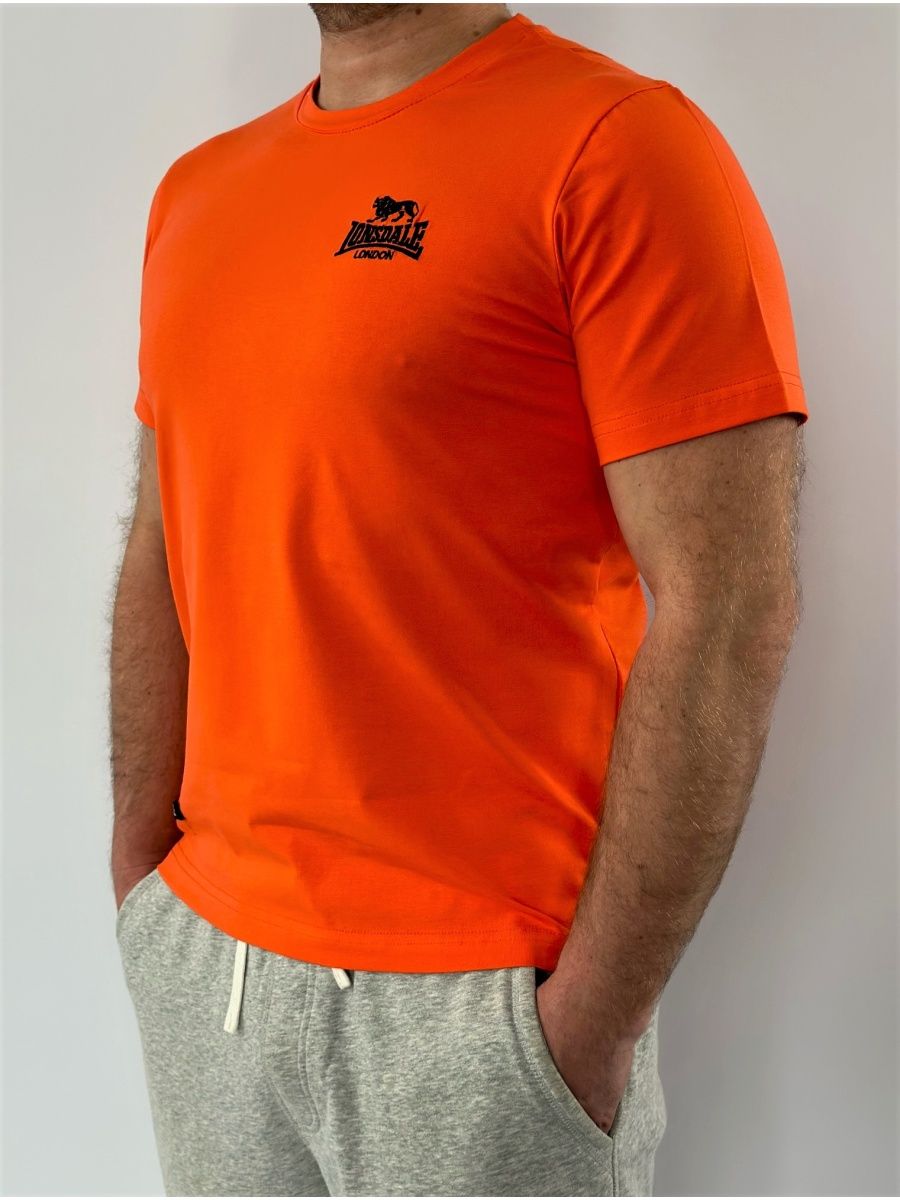  Футболка Lonsdale Small Logo вышивка оранжевая 