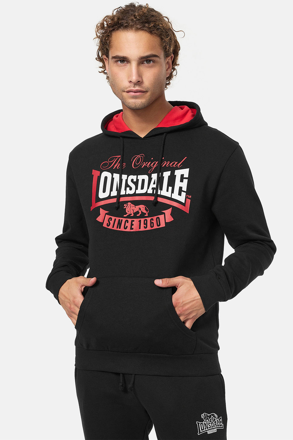  Худи LONSDALE STOTFIELD Black/Red 