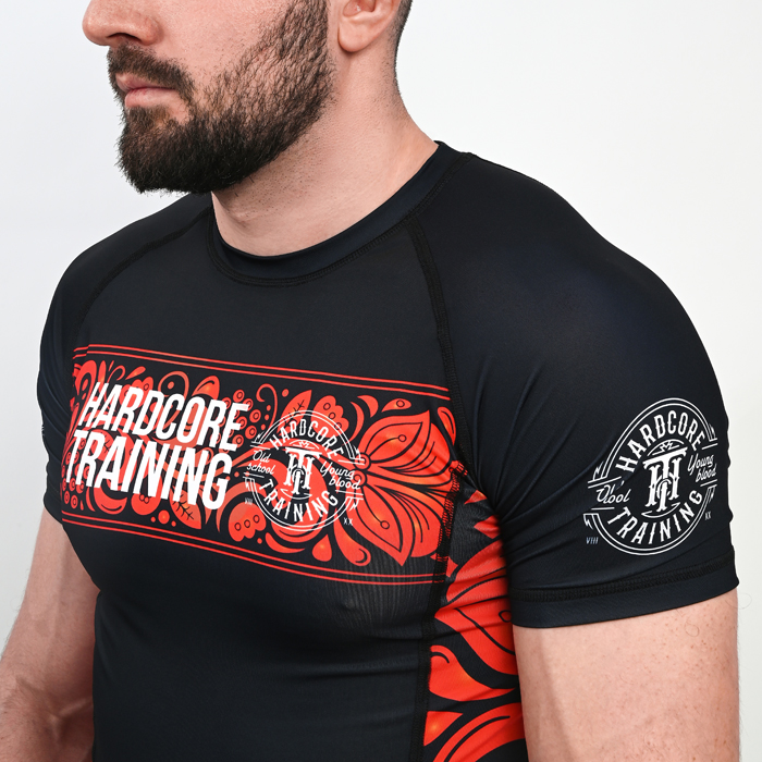  Рашгард Hardcore Training Russian Pattern SS Black/Red 