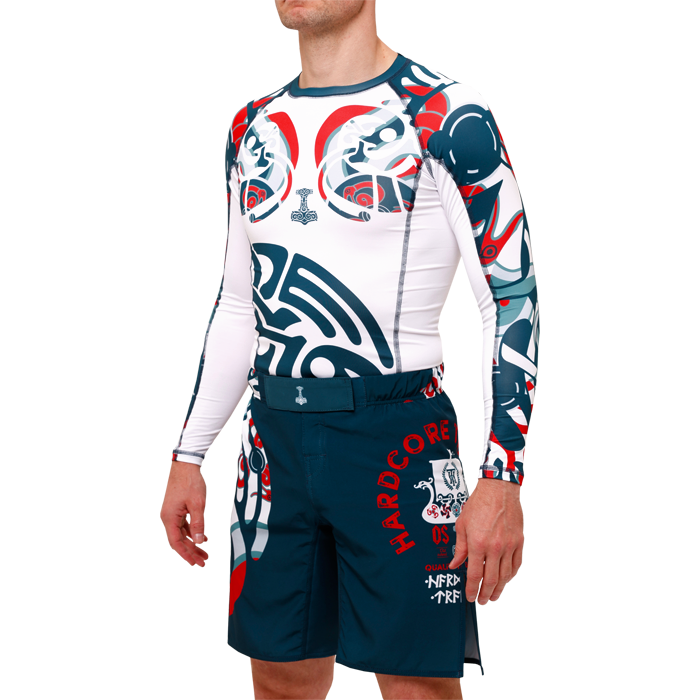  Рашгард Hardcore Training Nordic Pattern Blue/White LS 