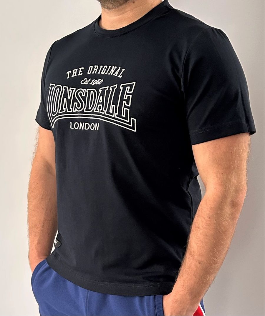  Футболка Lonsdale Big Logo вышивка темно синяя 