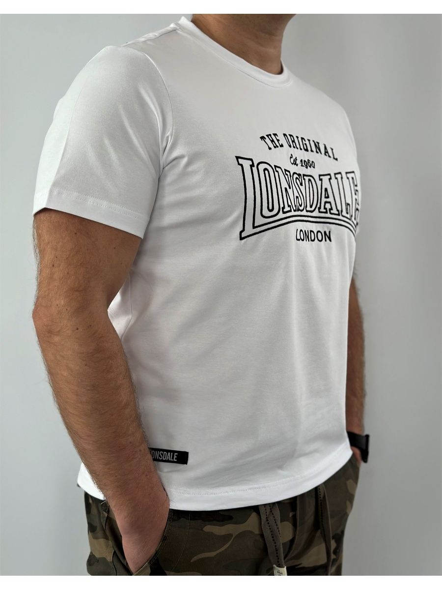 Футболка Lonsdale Big Logo вышивка белая — фото