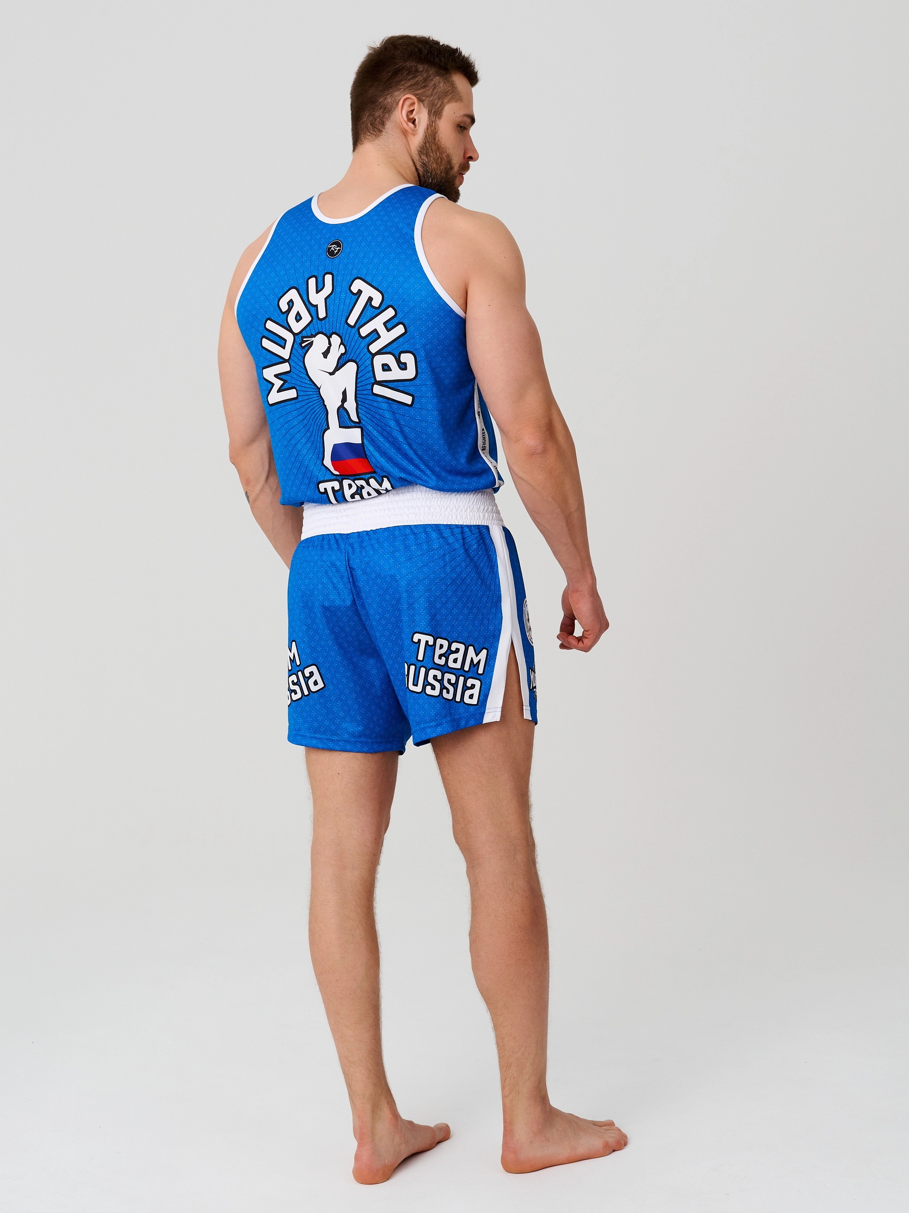  Тайские шорты RFighter ФТБР-TEAM RUSSIA синие 