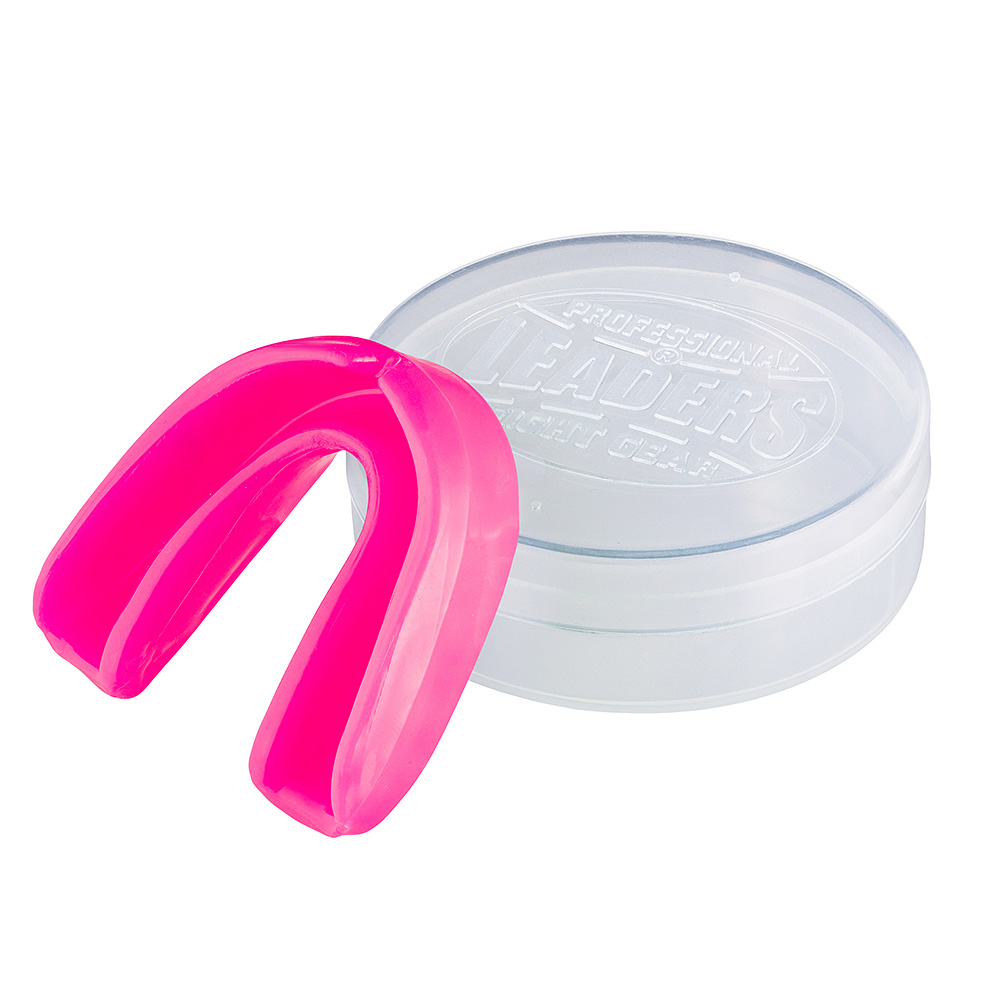  Капа боксерская LEADERS мятная с футляром розовый 