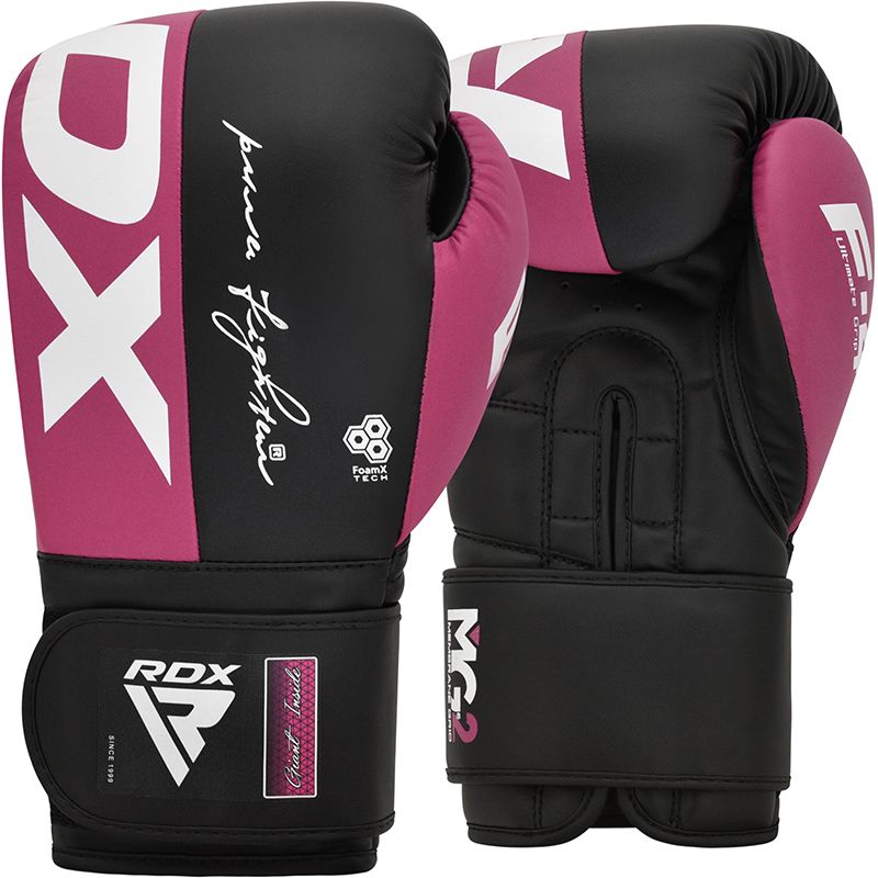  Боксерские перчатки RDX F4 черно розовые 