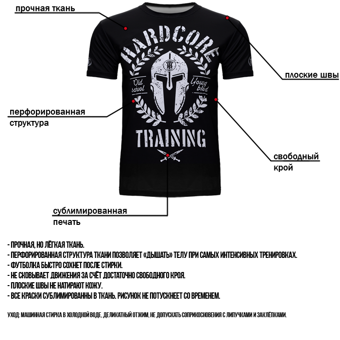  Тренировочная футболка Hardcore Training Helmet Black 
