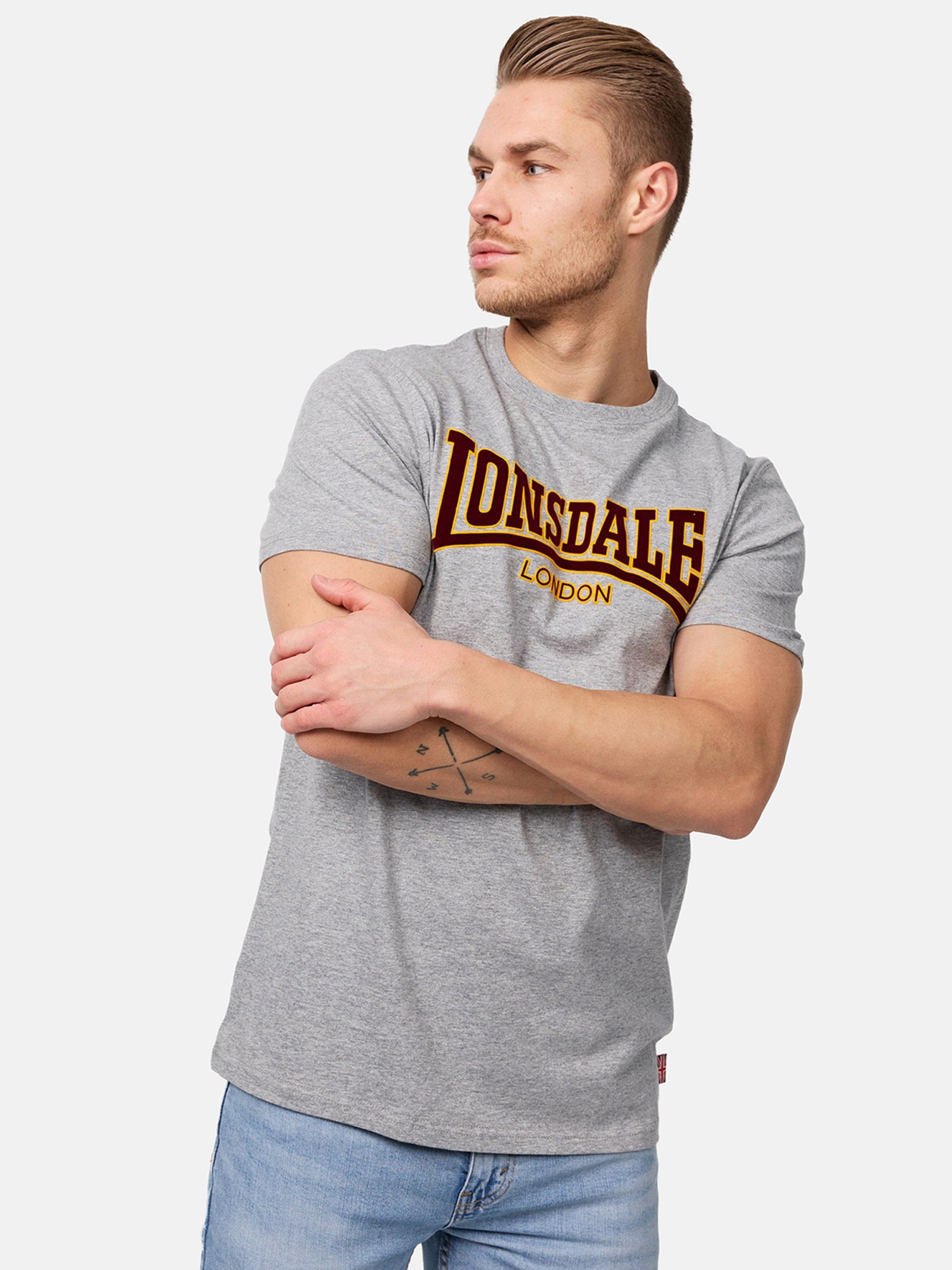  Футболка мужская LONSDALE CLASSIC Marl Grey 