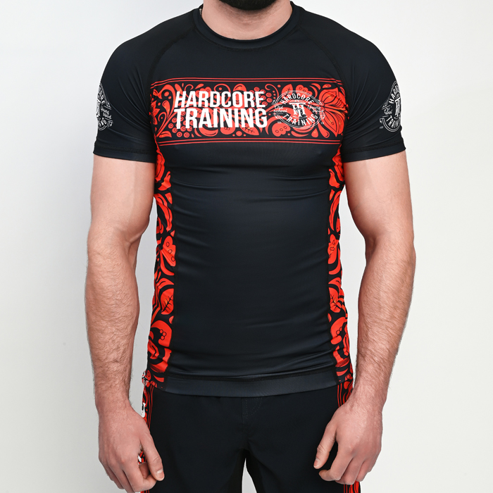  Рашгард Hardcore Training Russian Pattern SS Black/Red 