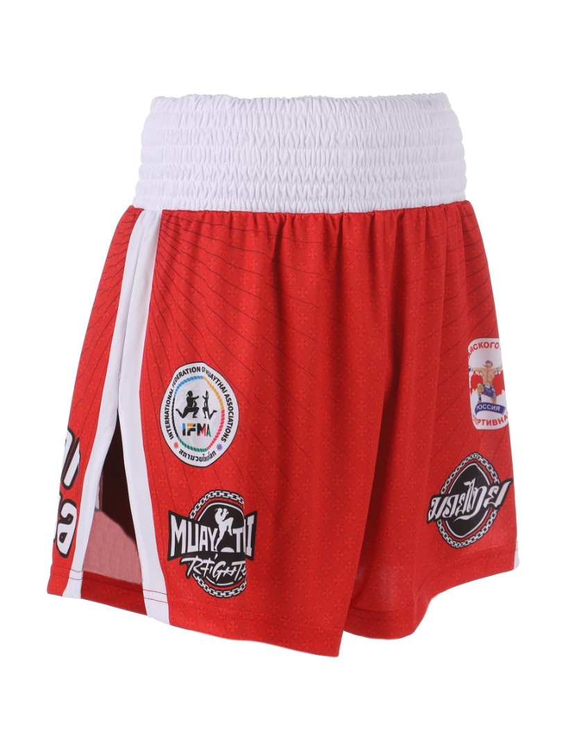  Тайские шорты RFighter ФТБР-TEAM RUSSIA красные 