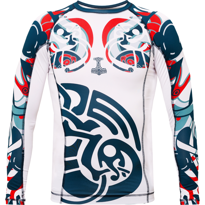  Рашгард Hardcore Training Nordic Pattern Blue/White LS 
