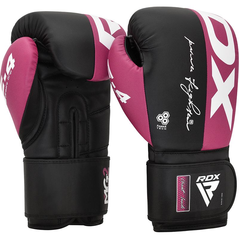  Боксерские перчатки RDX F4 черно розовые 