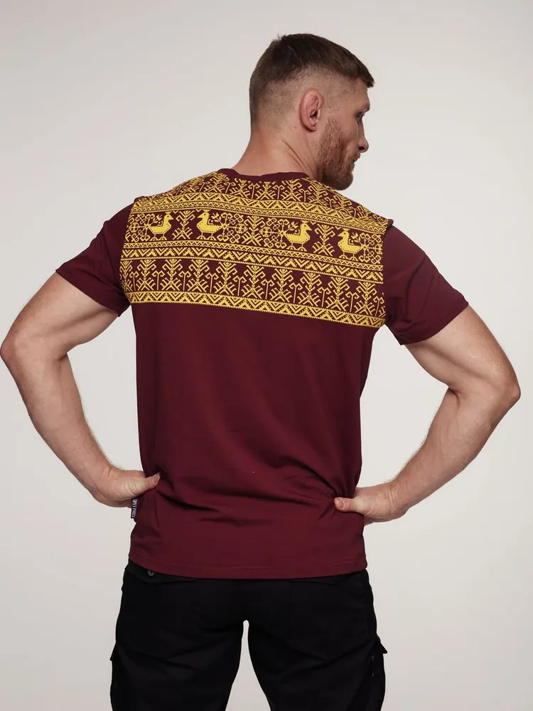  Футболка Варгградъ Предрассветные птицы бордовая 