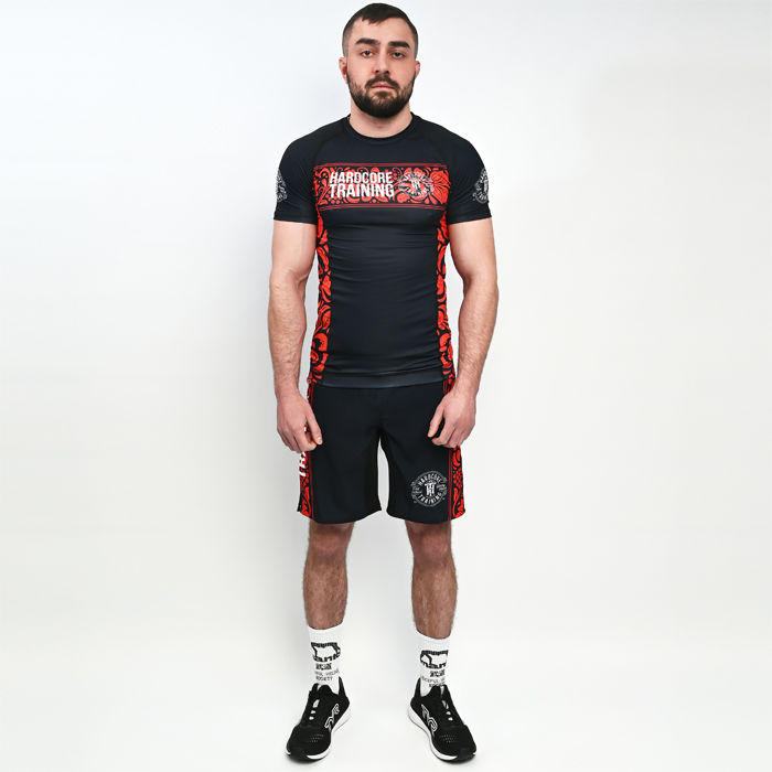  Рашгард Hardcore Training Russian Pattern SS Black/Red 