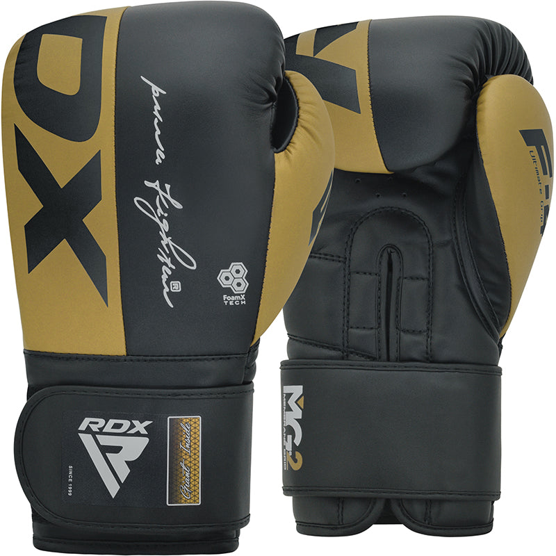  Боксерские перчатки RDX F4 черно золотые 