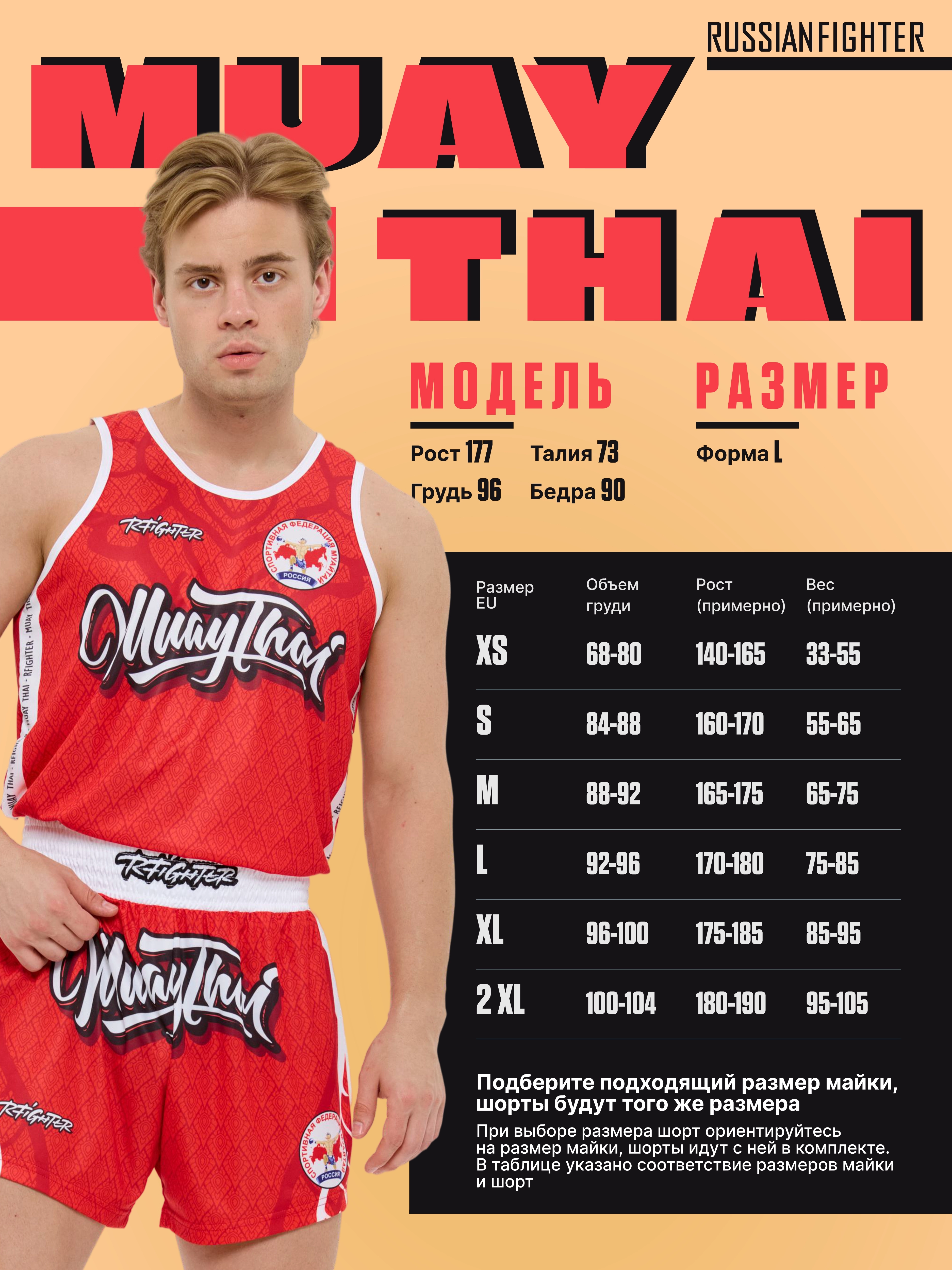  Тайские шорты RFighter ФТБР-TEAM RUSSIA синие 