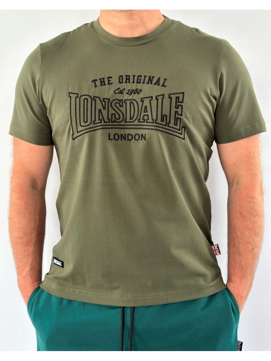 Футболка Lonsdale Big Logo вышивка хаки — фото