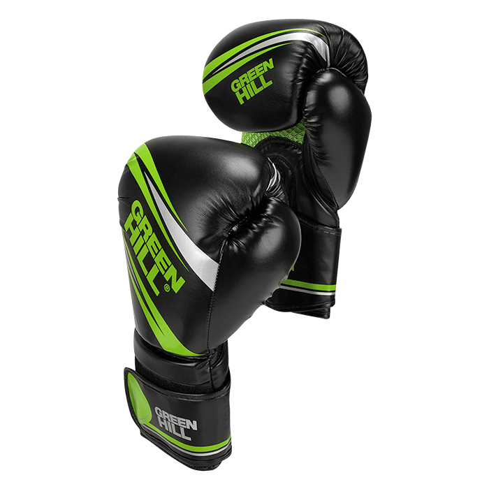  Боксерские перчатки Green Hill TEK7 черно-зеленые 