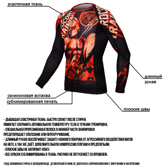  Рашгард Hardcore Training Sparta Black 2 LS 