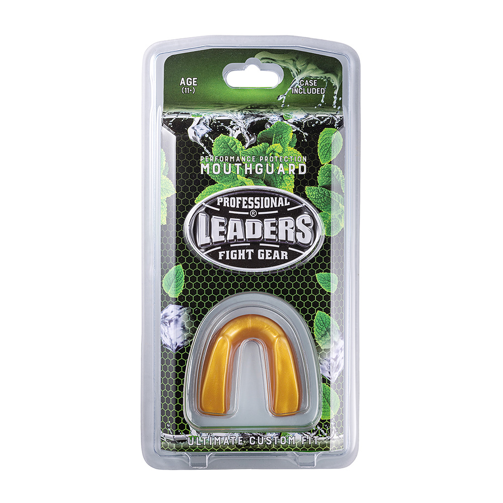  Капа боксерская LEADERS мятная с футляром золотой 