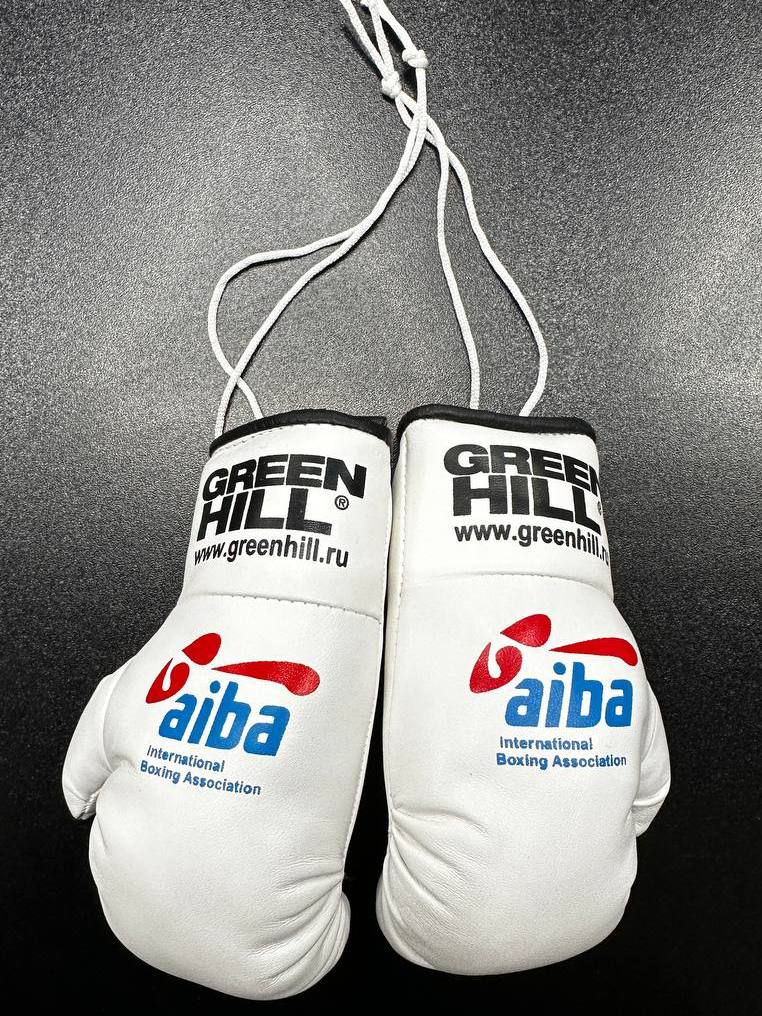  Сувенирные боксерские перчатки Green Hill AIBA белые 