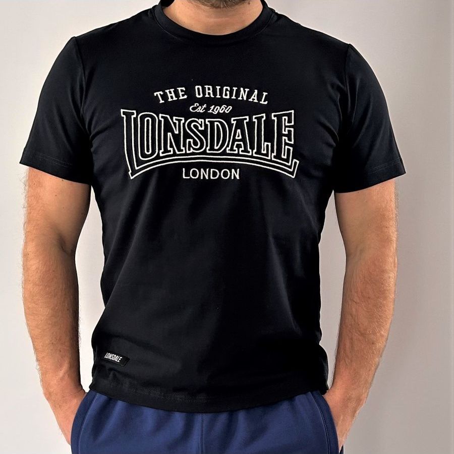  Футболка Lonsdale Big Logo вышивка темно синяя 