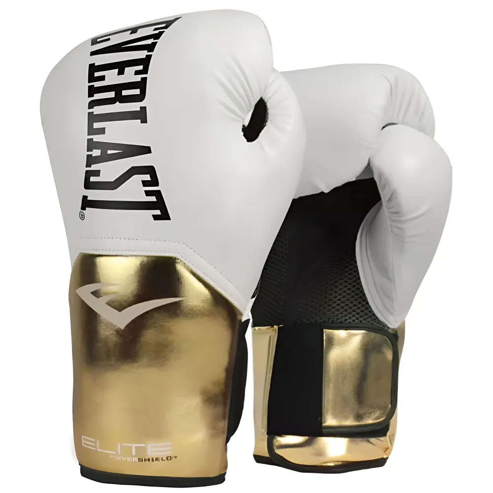  Боксерские перчатки Everlast ELITE PROSTYLE белые золотые 