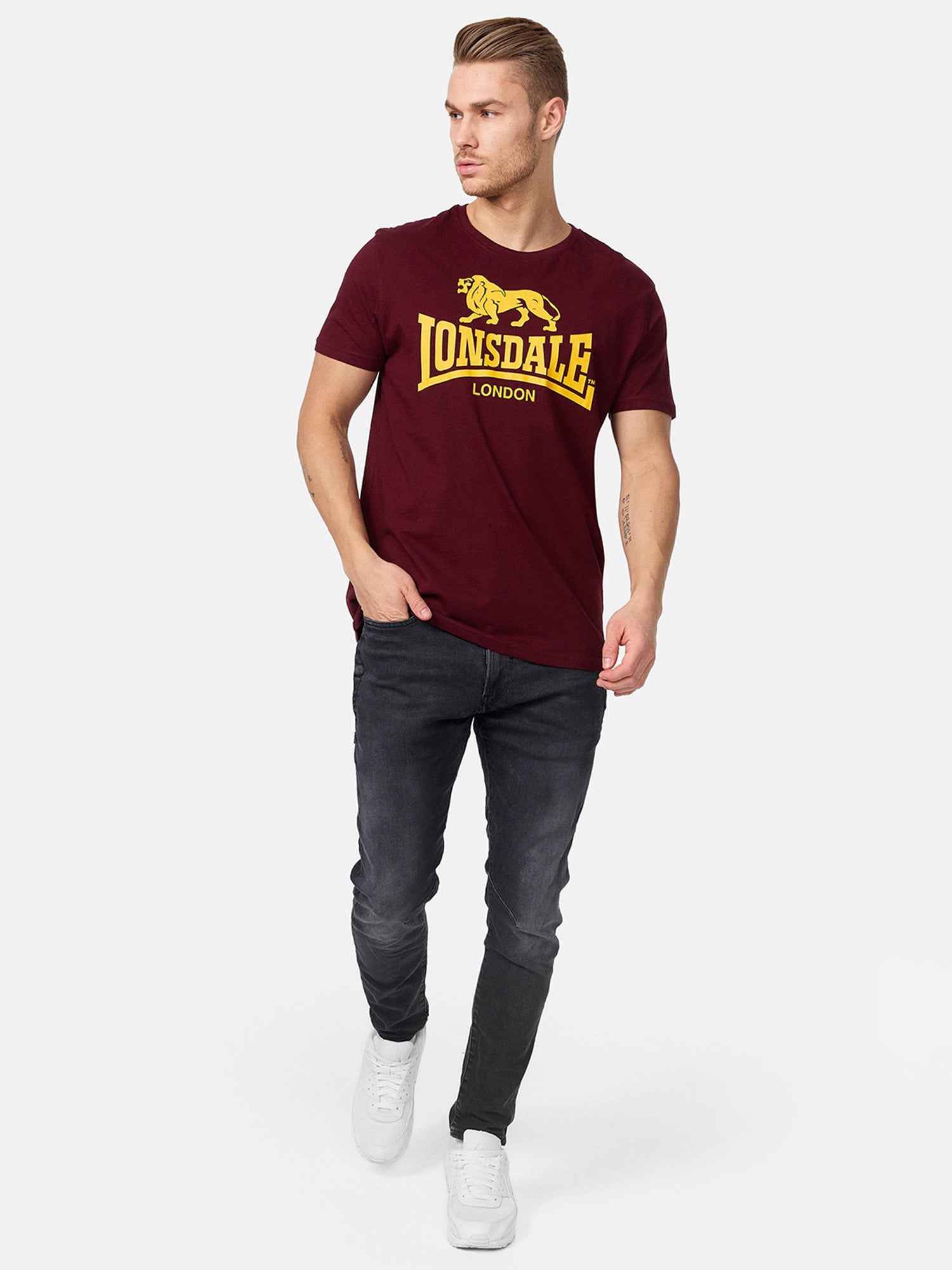  Футболка мужская LONSDALE LOGO Vintage Oxblood 