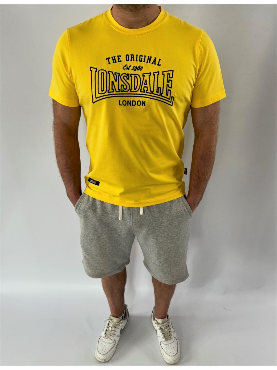 Футболка Lonsdale Big Logo вышивка желтая — фото