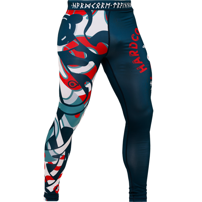  Компрессионные штаны Hardcore Training Nordic Pattern Blue/White 
