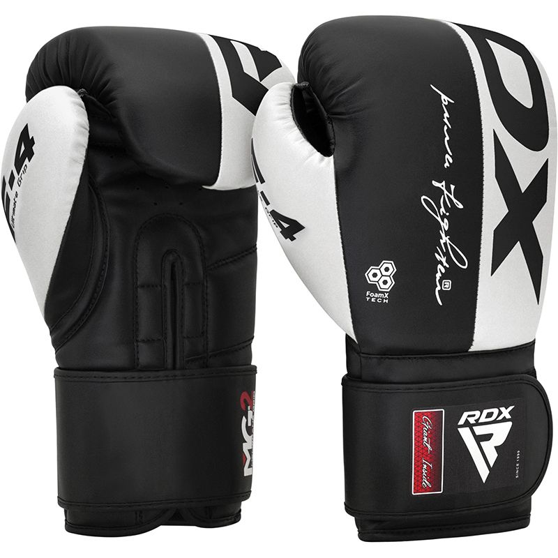  Боксерские перчатки RDX F4 черно белые 