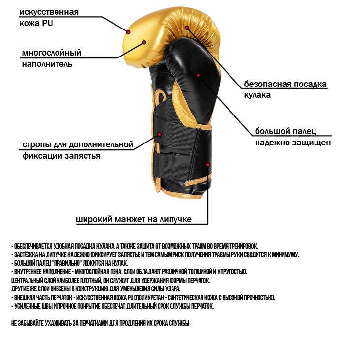  Боксерские перчатки Hardcore Training Revolution Gold/Black PU 