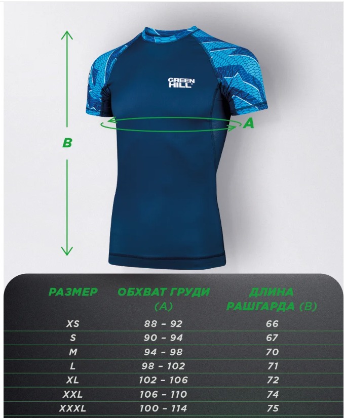  Рашгард GREEN HILL СОЮЗ ММА РОССИИ MMU-035 Синий 