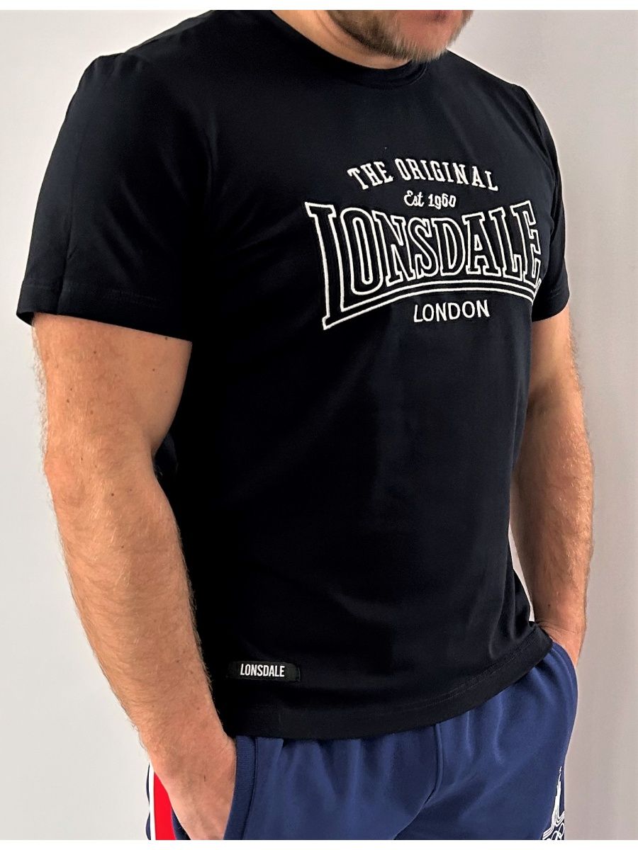  Футболка Lonsdale Big Logo вышивка темно синяя 