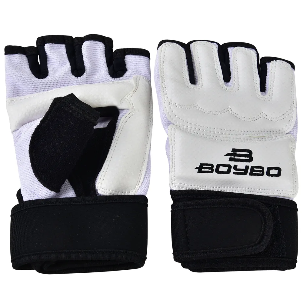  Перчатки BoyBo Тхэквондо WTF с фиксацией белые 