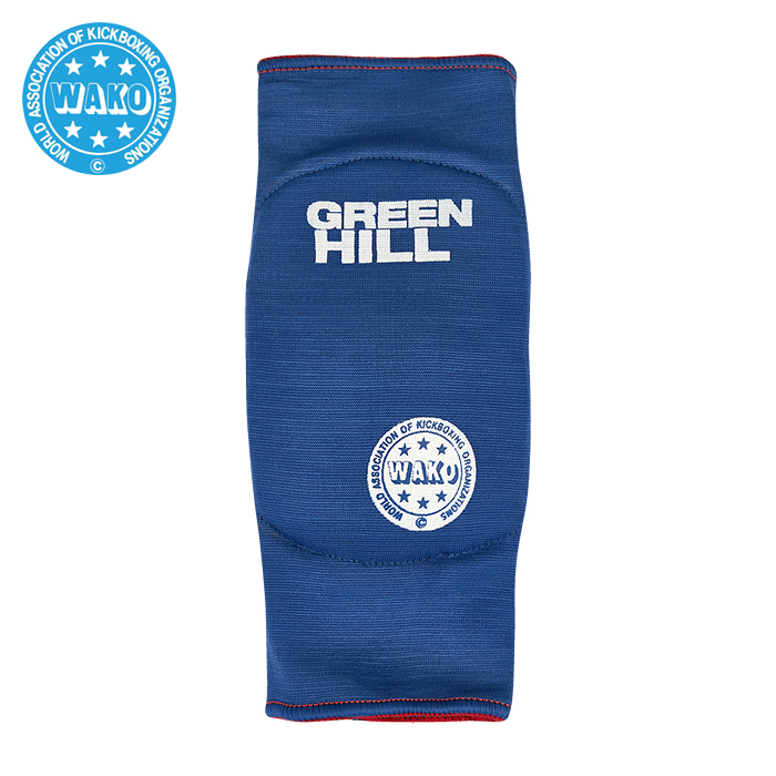  Налокотники GREEN HILL для кикбоксинга WAKO Approved двух сторонние синий красный 