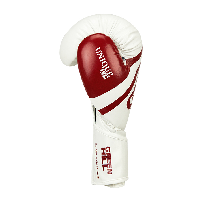  Боксерские перчатки Green Hill UNIQUE бело-красные 