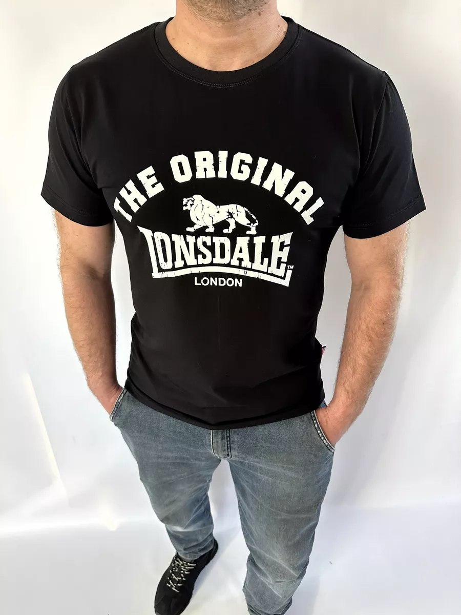  Футболка Lonsdale Big logo print черная 