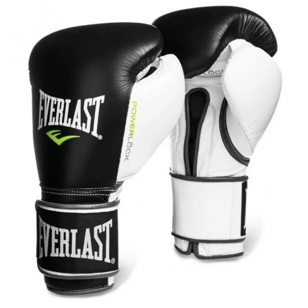  Боксерские перчатки EVERLAST POWERLOCK черные c белым 