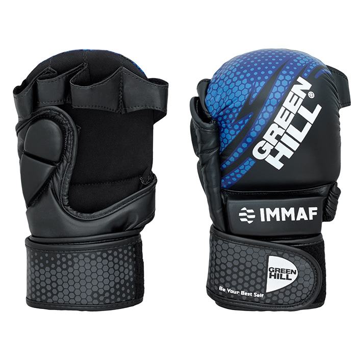  Перчатки MMA IMMAF approved черно-синие 
