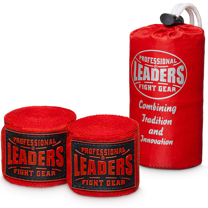  Бинты боксерские LEADERS PRO 84/16 красные 