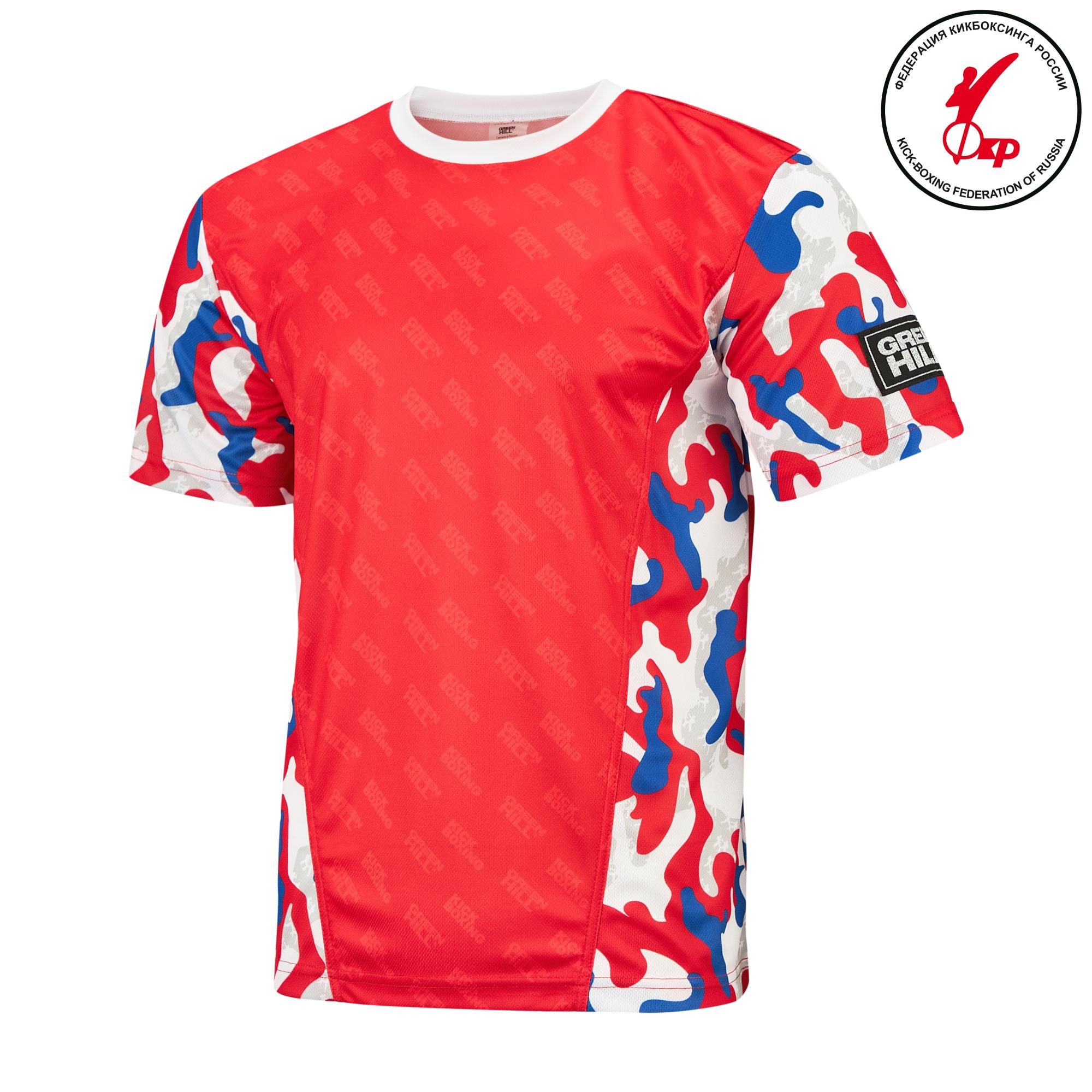  Футболка для кикбоксинга GREEN HILL с круглым воротом красная 