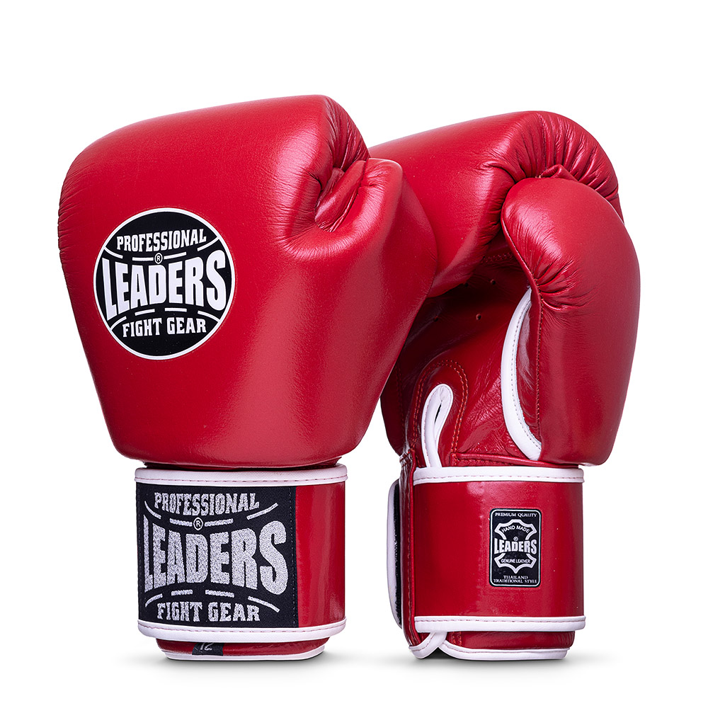  Боксерские перчатки LEADERS THAI SERIES 2 RD/WH красные 