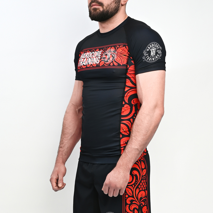  Рашгард Hardcore Training Russian Pattern SS Black/Red 