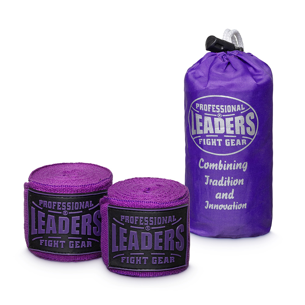  Бинты боксерские LEADERS PRO 84/16 фиолетовые 