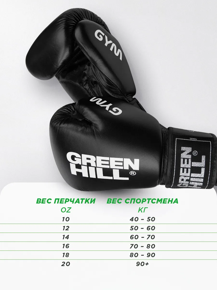  Боксерские перчатки GREEN HILL GYM черные 