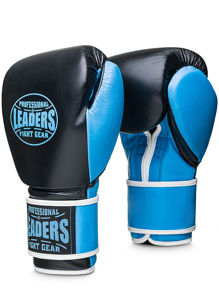  Боксерские перчатки LEADERS WAVE BK/LBL 