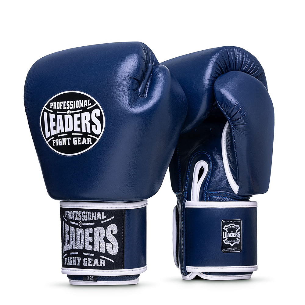  Боксерские перчатки LEADERS THAI SERIES 2 BL/WH синие 
