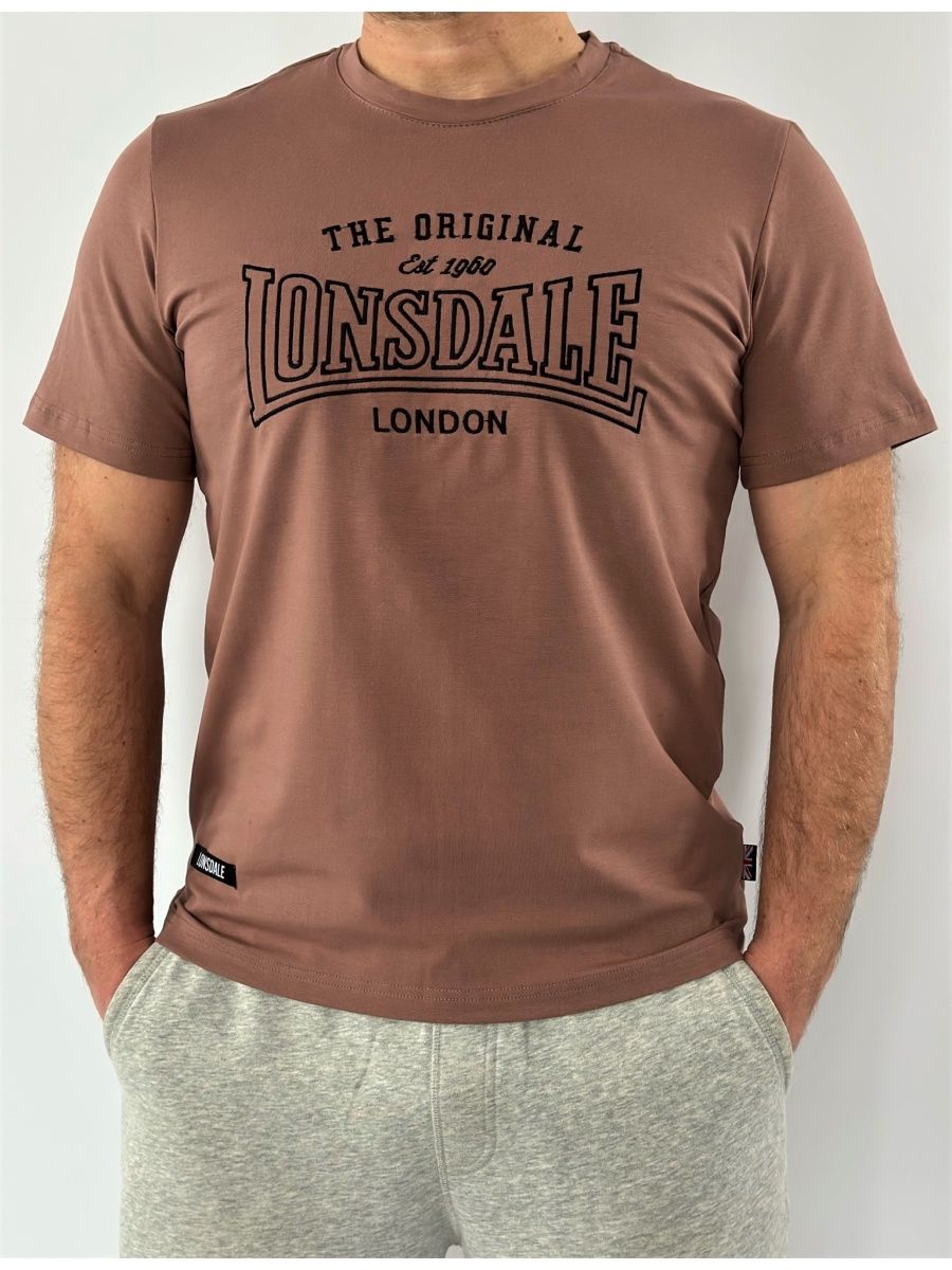 Футболка Lonsdale Big Logo вышивка коричневая — фото